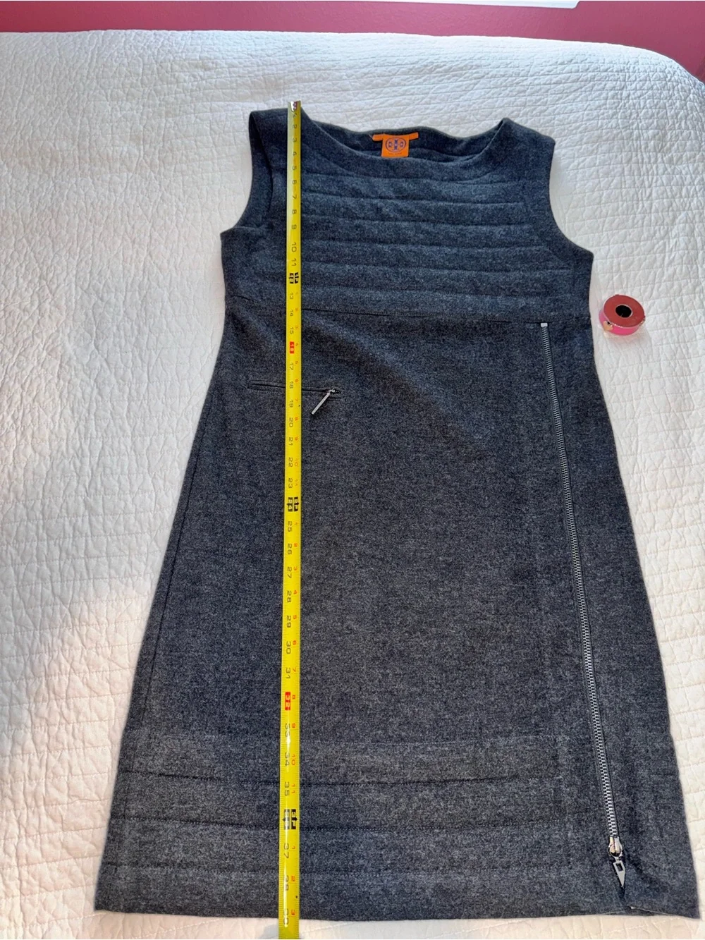 Tory Burch Reign Charcoal Gray Sleeveless Sheath Dress